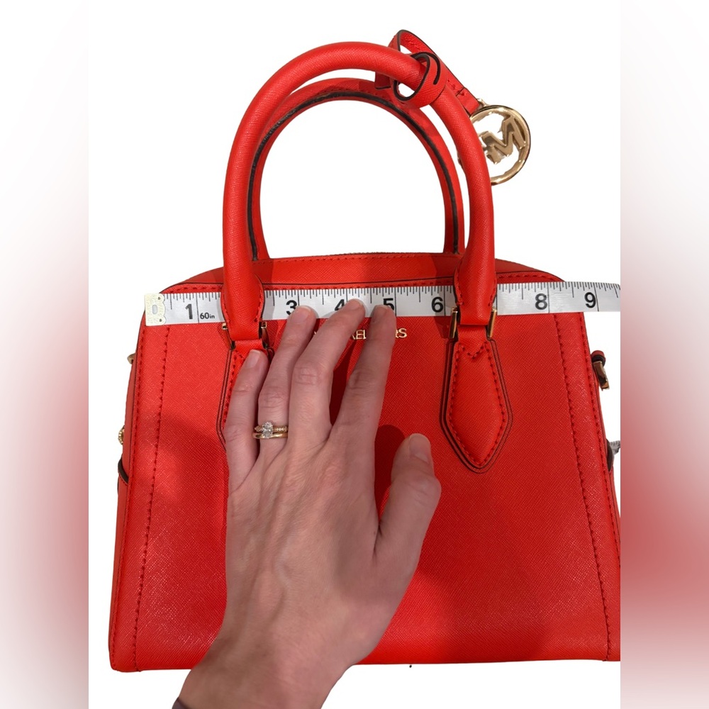 Michael Kors Saffiano Leather Satchel – Red MK Charm - Picture 11 of 13